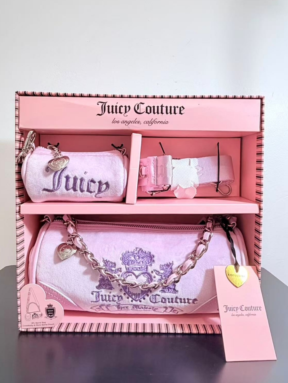 NWT Juicy Couture Heritage Barrel Shoulder Bag Set - Lilac Mist